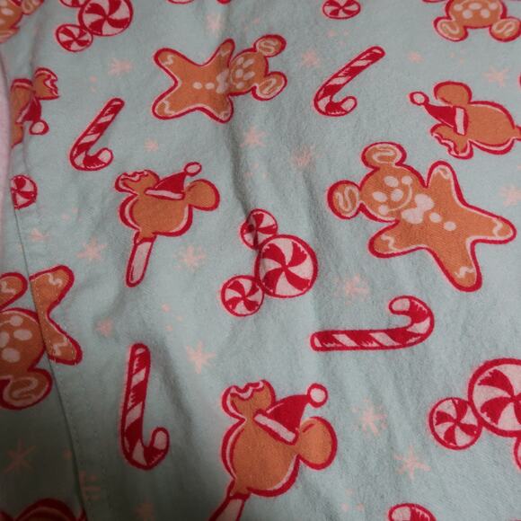 Mickey Disney Parks Christmas Flannel Pajama Top Sweet Treats XL Organic Cotton - Picture 13 of 14